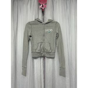 VTG Y2K Hollister HCO Zip Hoodie Gray Logo Women’s Sz M 2000s Mallcore preppy